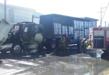 Se incendia camión de refrescos en Avenida Diligencias