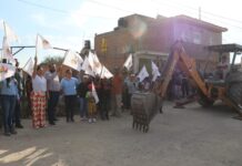 Realizan arranque oficial de obra de pavimentación en calle Prolongación Aldama, en la colonia Maravillas